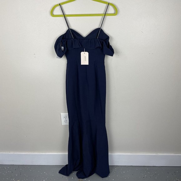 WAYF The Gabrielle Strapless Trumpet Gown Navy Blue Women's XXS Off The Shoulder - Picture 9 of 10